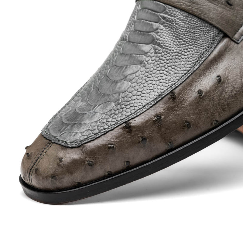Marco Di Milano Fangio Serpentine Gray Leather Shoes