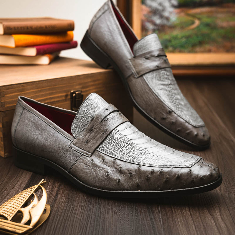 Marco Di Milano Fangio Serpentine Gray Leather Shoes