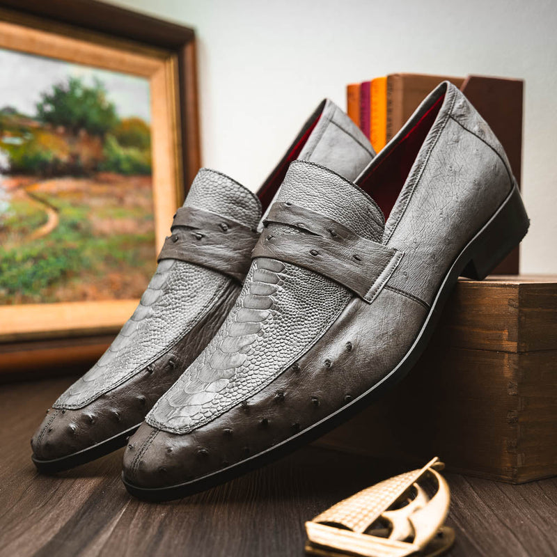 Marco Di Milano Fangio Serpentine Gray Leather Shoes