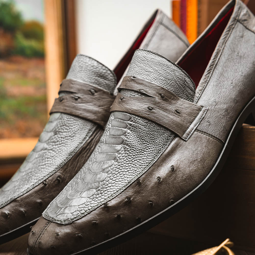 Marco Di Milano Fangio Serpentine Gray Leather Shoes