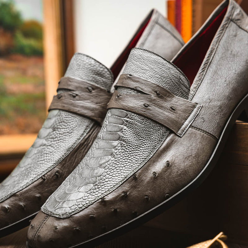 Marco Di Milano Fangio Serpentine Gray Leather Shoes