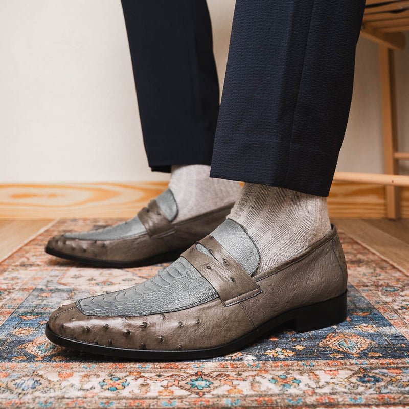 Marco Di Milano Fangio Serpentine Gray Leather Shoes