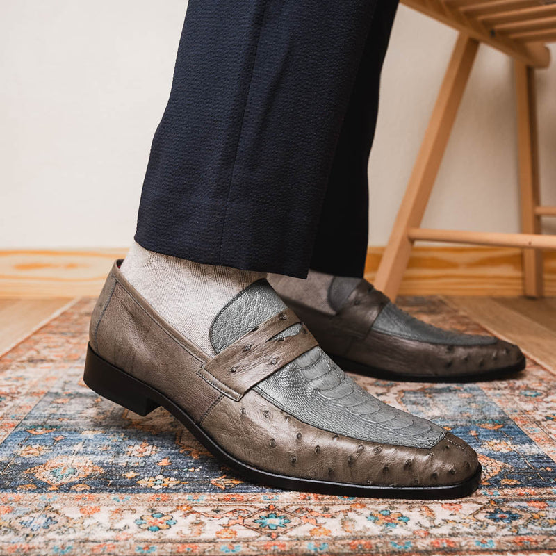 Marco Di Milano Fangio Serpentine Gray Leather Shoes