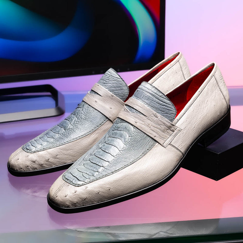 Marco_Di_Milano Fangio Gray Leather Loafers