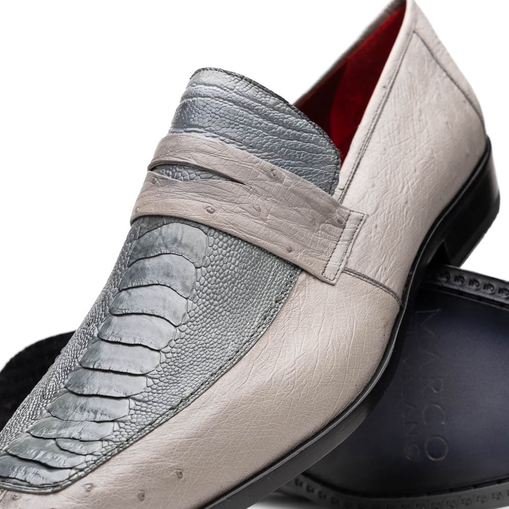 Marco Di Milano Fangio Ostrich Penny Loafers Gray