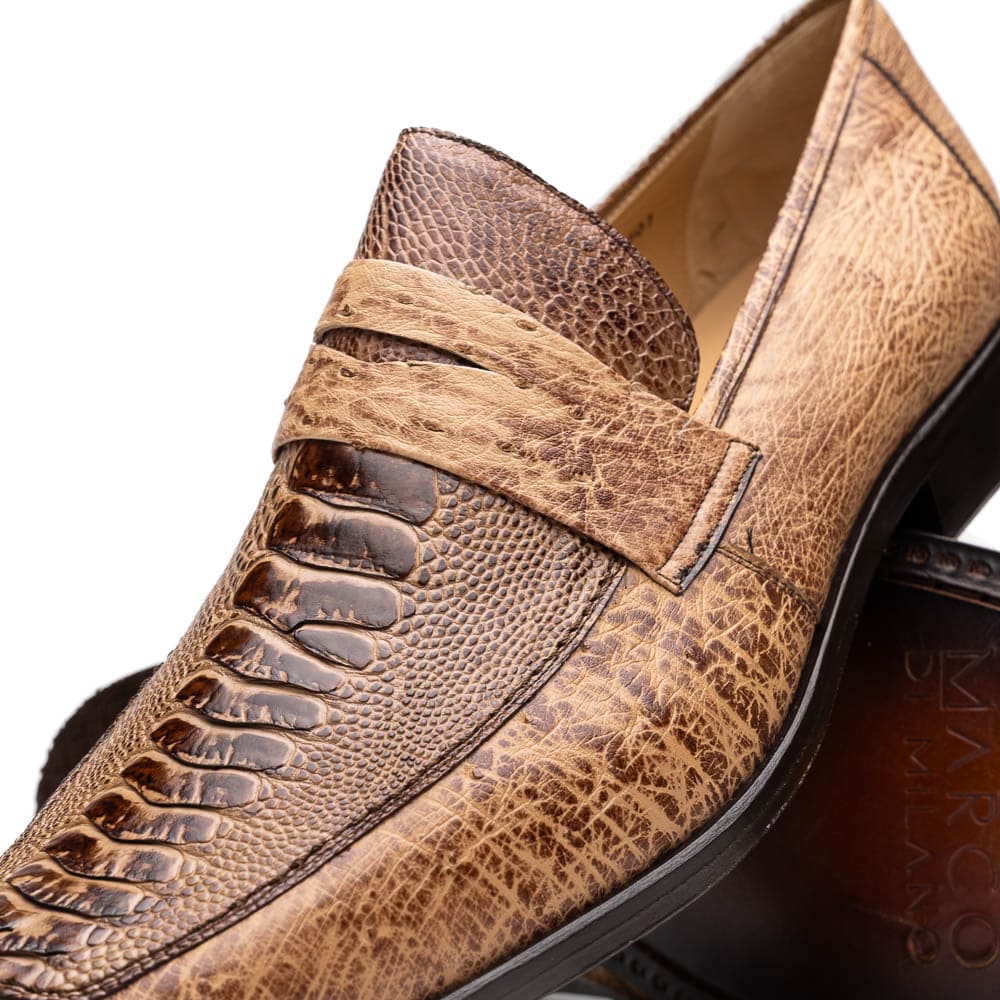 Marco Di Milano Fangio Ostrich Penny Loafers Rust Orix