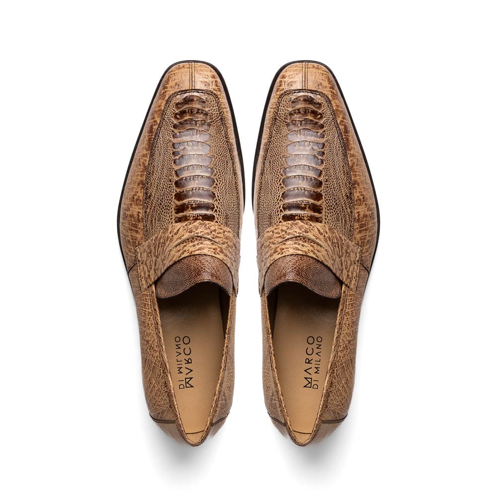Marco Di Milano Fangio Ostrich Penny Loafers Rust Orix