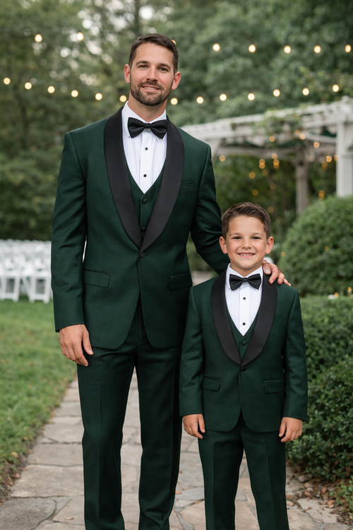 Father And Son Matching Suits -Green Tuxedo