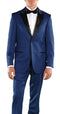 Mens Blue Wedding Suit Slim Fit Tuxedos for Men Dark Blue Peak Lapel Crisp