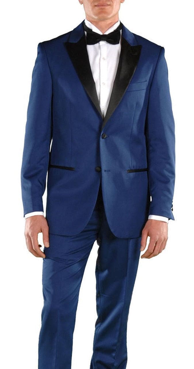 Men’s Blue Wedding Suit – Slim Fit Dark Blue Peak Lape
