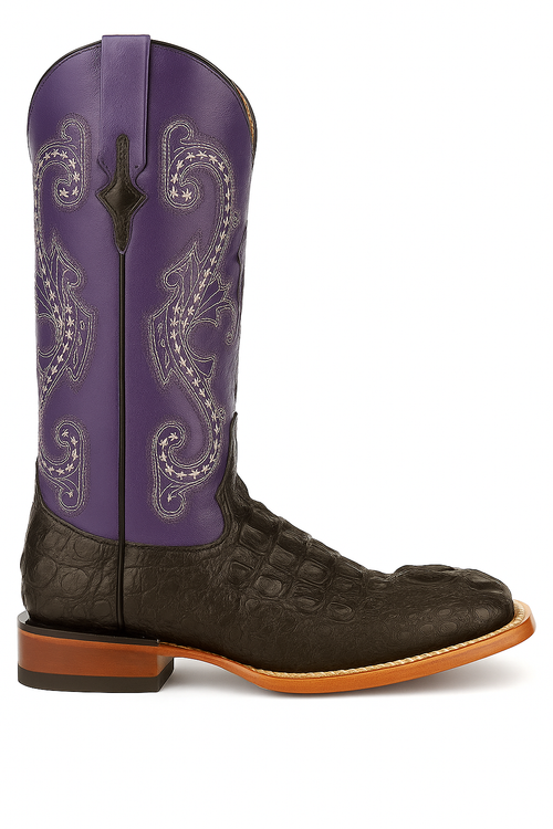 Ferrini Women's Rancher Square Toe Boots Crocodile Print - Black/Purple 9049304