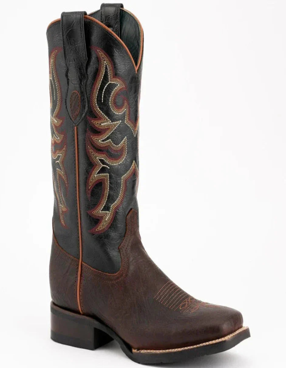 Ferrini Men's Blaze Leather Square Toe Boots Handcrafted - Chocolate ...