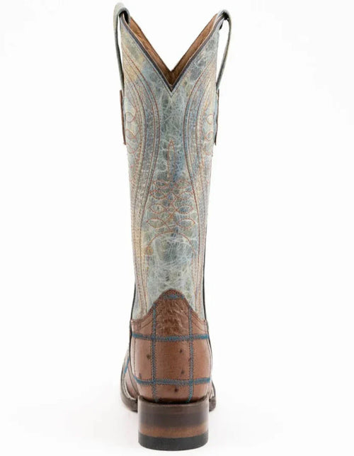 Ferrini Men's Pinto Patch Ostrich Square Toe Boots Handcrafted - Kango Brown 1169307