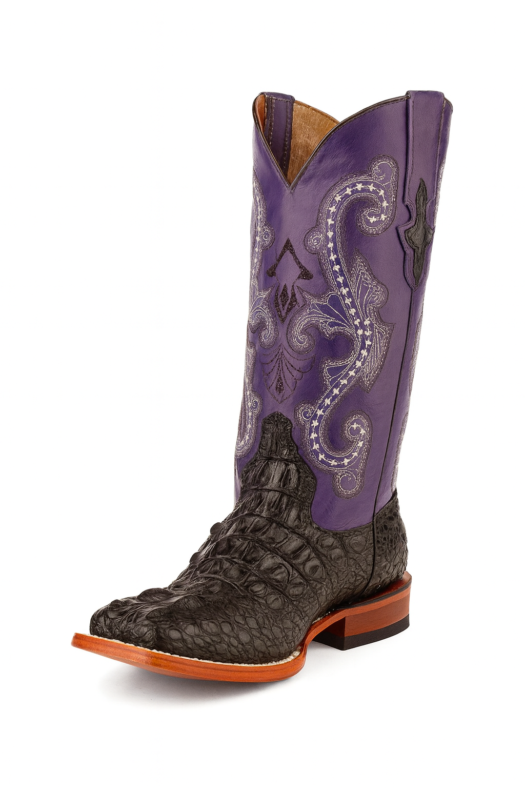 Ferrini Women's Rancher Square Toe Boots Crocodile Print - Black/Purple 9049304