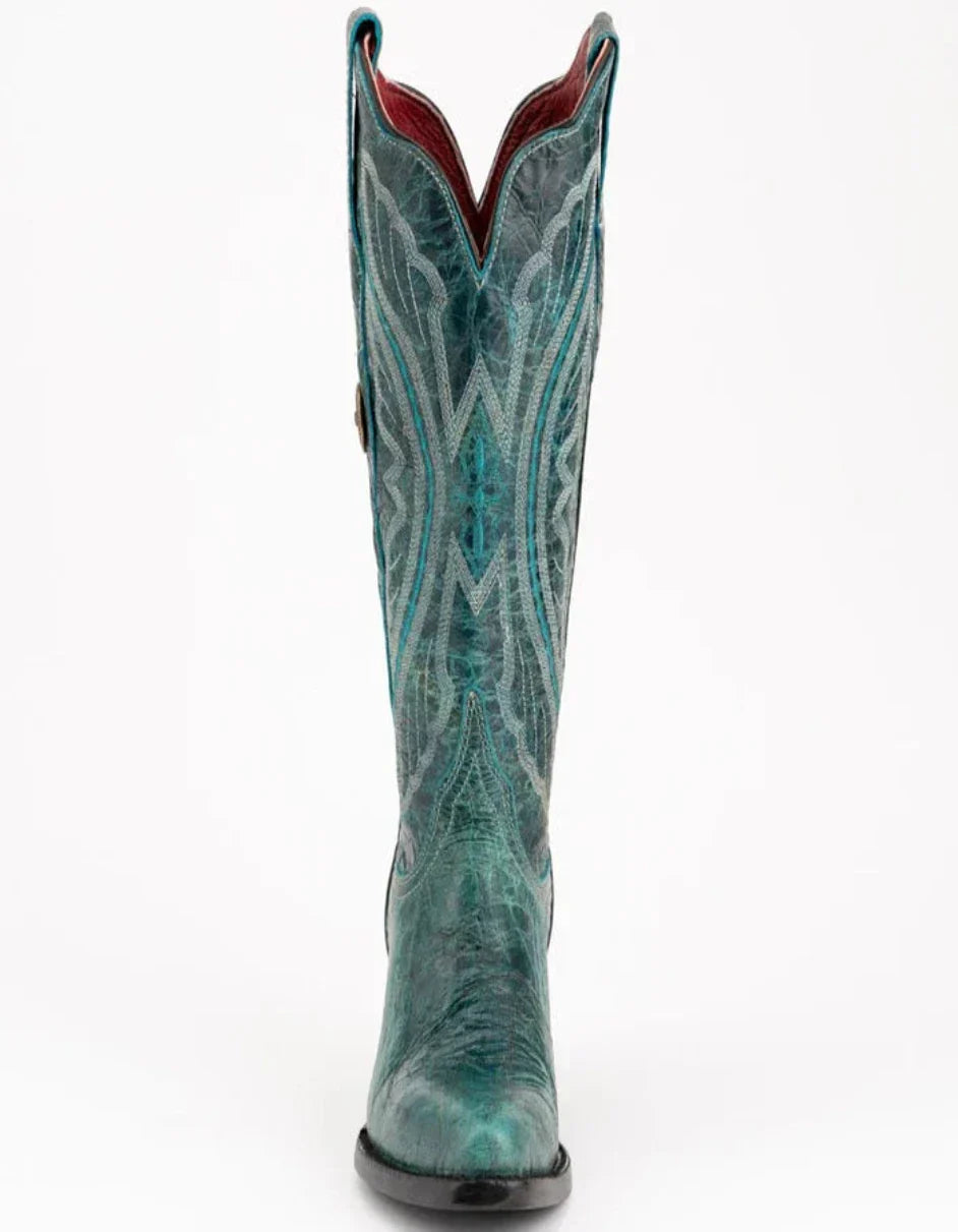 Ferrini Women's Twilight Snip Toe Boots Handcrafted - Teal 8106143