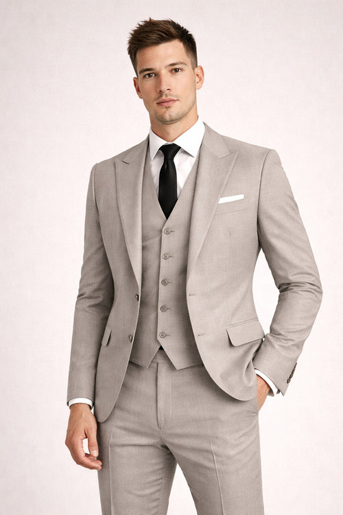 Retro Paris Brand Designer 4 Way Stretch Suits in Color Peak Lapel Vested 3 Piece