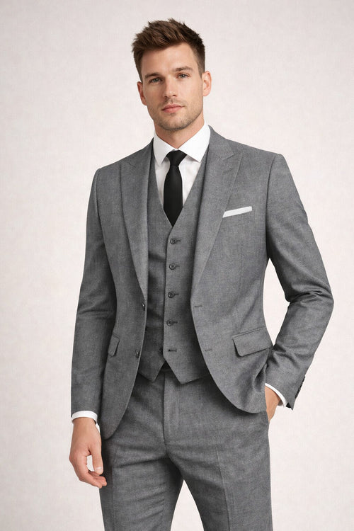 Retro Paris Brand Designer 4 Way Stretch Suits in Color Peak Lapel Vested 3 Piece