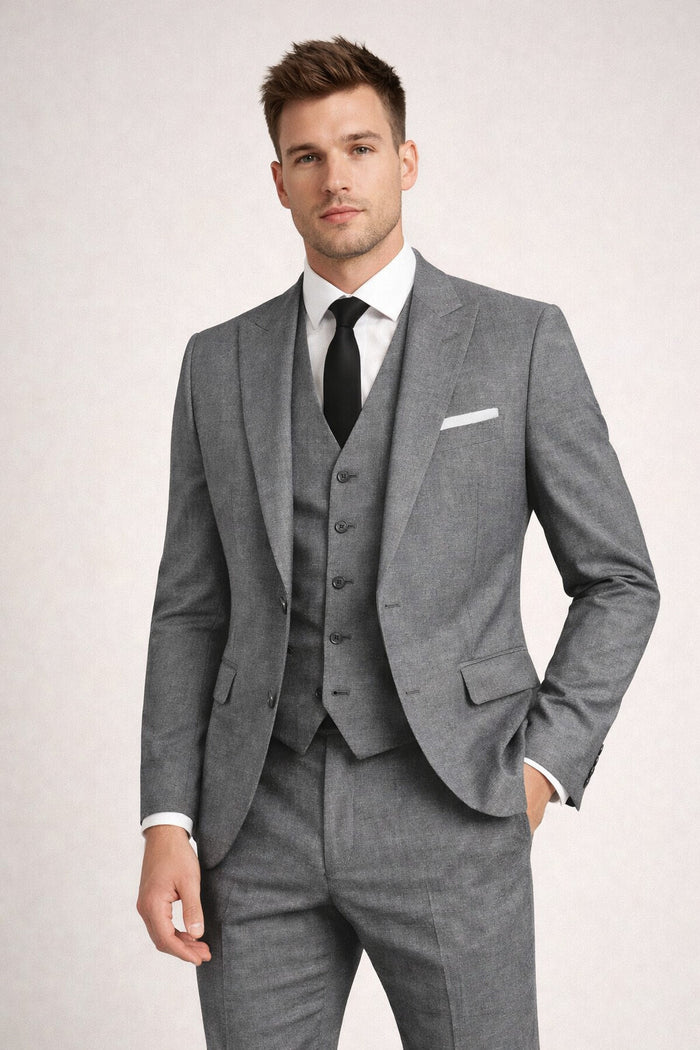 Retro Paris Brand Designer 4 Way Stretch Suits in Color Peak Lapel Vested 3 Piece