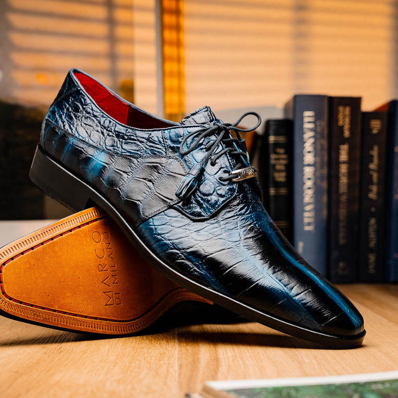 Marco Di Milano Fitipaldi: Rustic Navy Leather Loafers