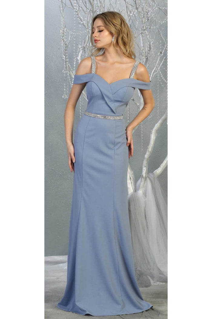 Cold Shoulder Bridesmaids Dress Fitted Formal Long Evening Gown
