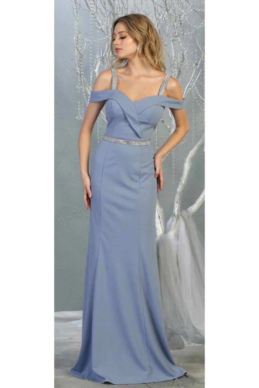 Cold Shoulder Bridesmaids Dress Fitted Formal Long Evening Gown