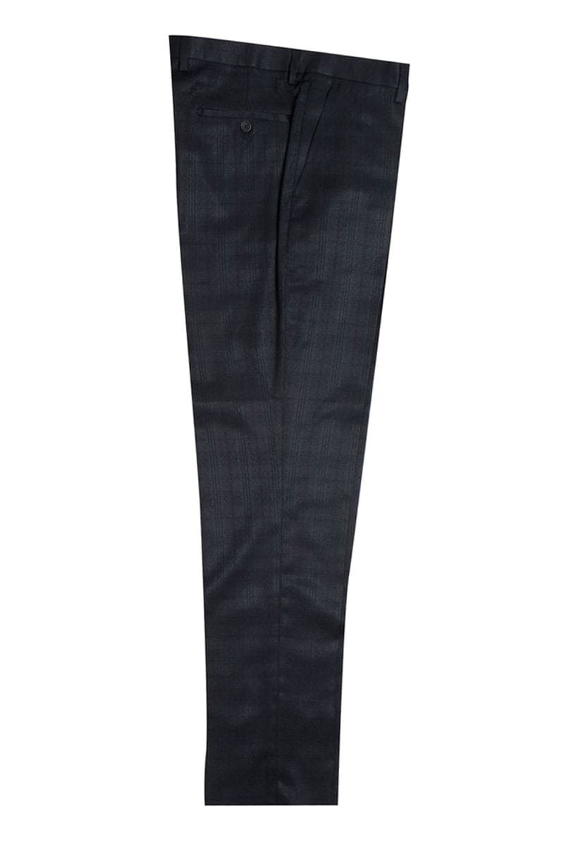 "Mens Stacy Adams Suit - Stacy Adams Suit Men's Glen Plaid Suit - One Button Vested Peak Lapel in Black"