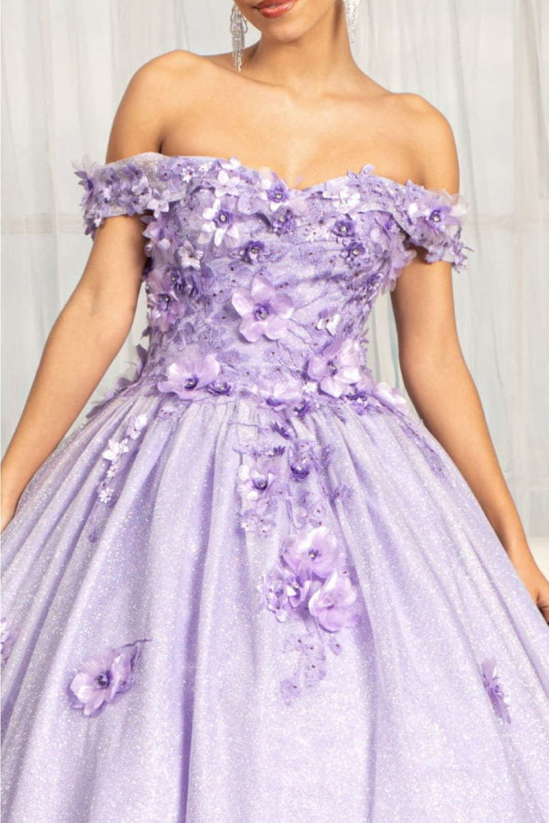 Floral Embroidered Sweet 16 Ball Gown Off Shoulder Quinceanera Dress by Elizabeth K GL1971