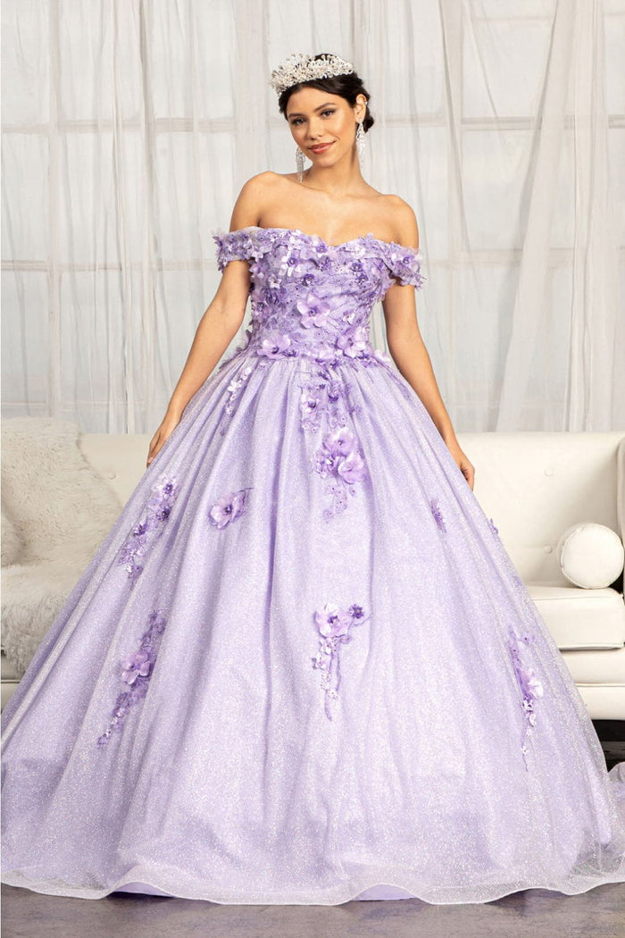Floral Embroidered Sweet 16 Ball Gown Off Shoulder Quinceanera Dress by Elizabeth K GL1971