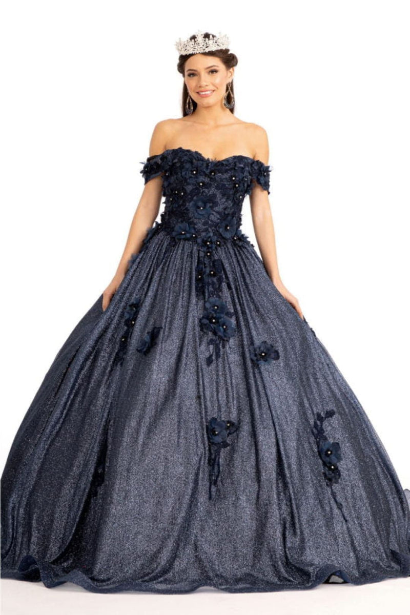Floral Embroidered Sweet 16 Ball Gown Off Shoulder Quinceanera Dress by Elizabeth K GL1971
