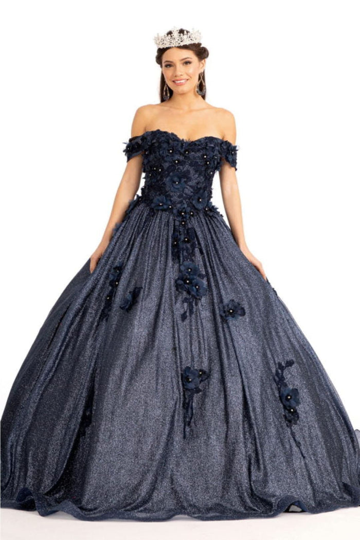 Floral Embroidered Sweet 16 Ball Gown Off Shoulder Quinceanera Dress by Elizabeth K GL1971