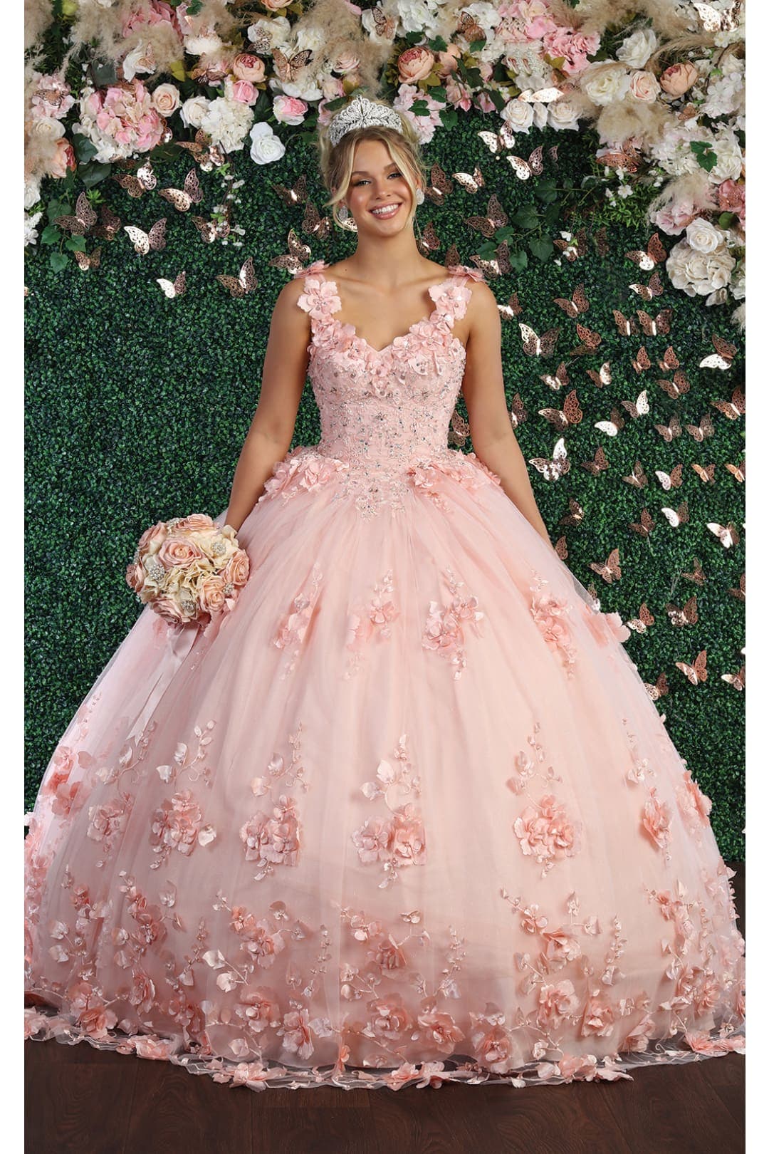 Layla K LK157 Sleeveless Floral Embroidered Quinceañera Ball Gown