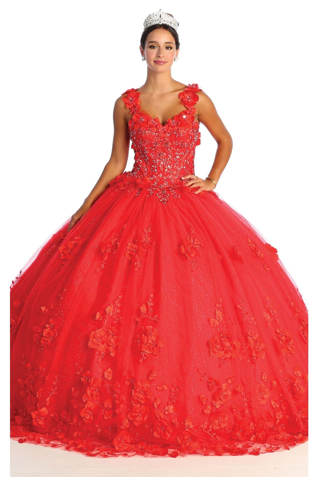 Layla K LK157 Sleeveless Floral Embroidered Quinceañera Ball Gown