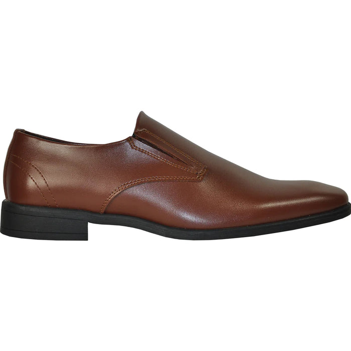 Bravo Mens Plain Pointy Square Toe Dress Loafer in Brown - Men's Dress Shoes