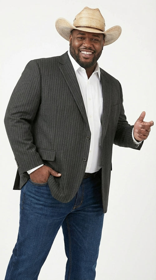 Mens Black Pinstripe Western Blazer – Classic Cowboy Style Jacket for Business, Formal and Smart Casual Wear