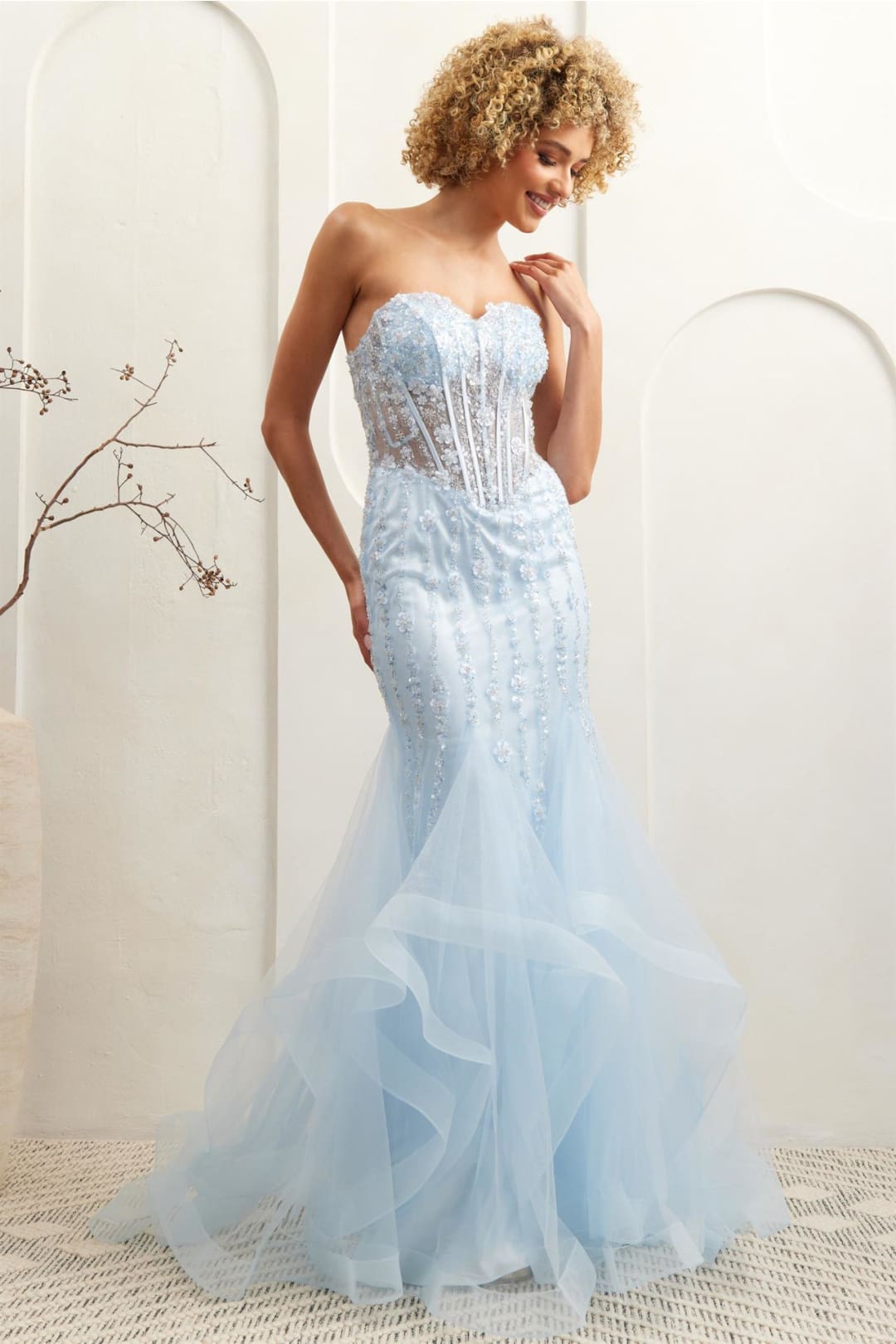 Formal Dress Sweetheart Layered Ruffles Gown By Amelia Couture 8002
