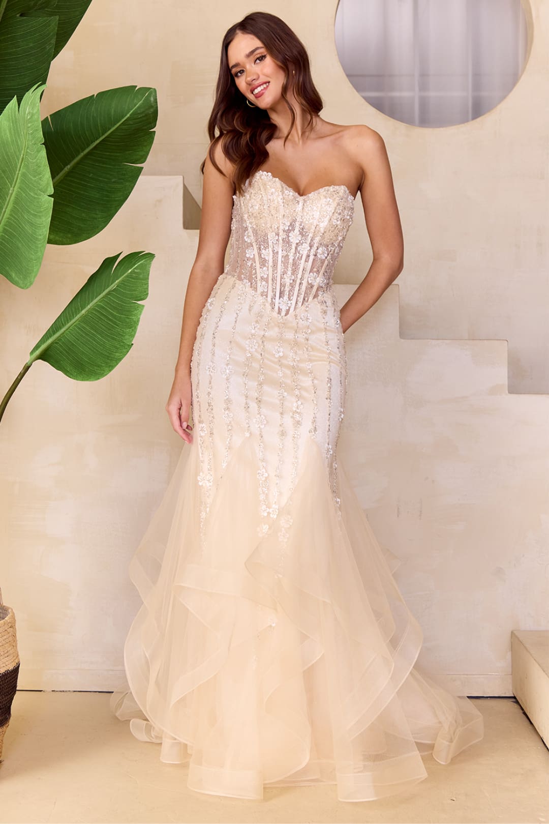 Formal Dress Sweetheart Layered Ruffles Gown By Amelia Couture 8002
