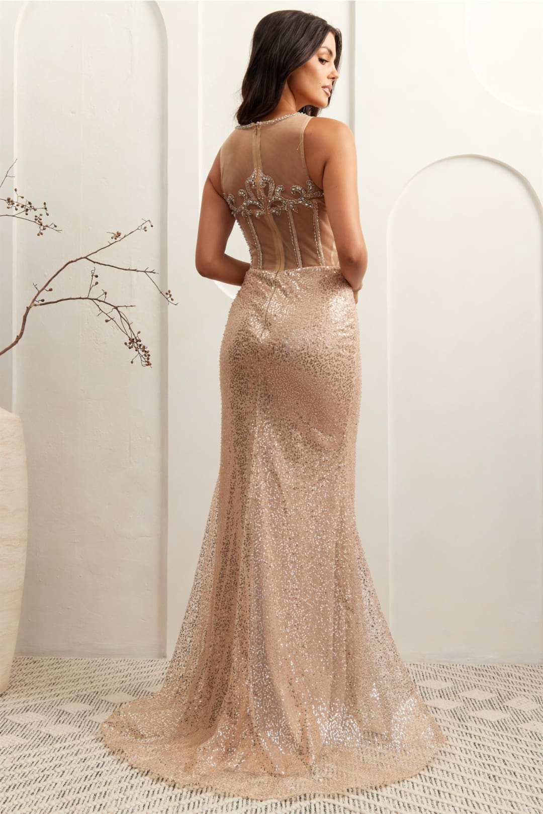 Formal Dress Jewel Sequin Long Pageant Gown By Amelia Couture AG0111