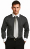 French Cuff Stylish Striped Formal Spread Collar Set Style White Collar Two Toned Contrast Multi-Color Men's Dress Shirt