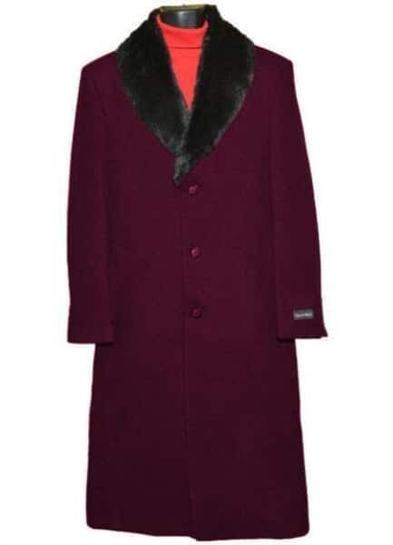 Mens Black Overcoat With Fur Collar For Sale