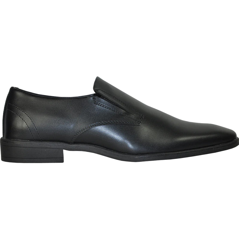 Bravo Mens Plain Pointy Square Toe Dress Loafer in Black - Men's Dress Shoes