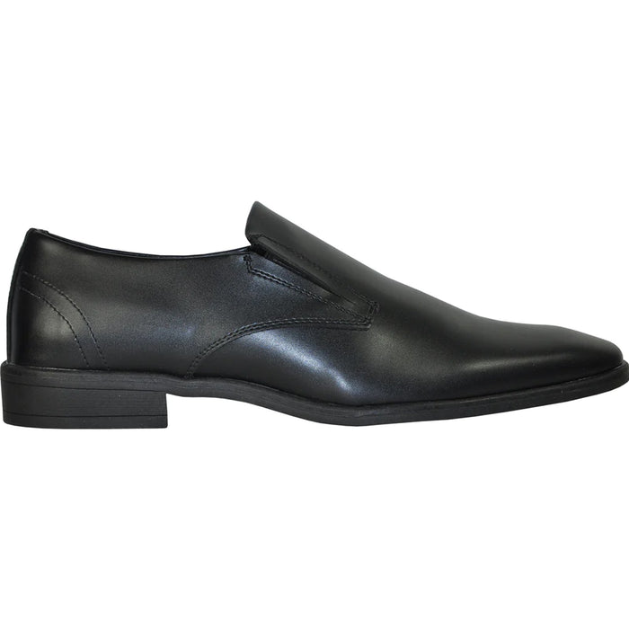 Bravo Mens Plain Pointy Square Toe Dress Loafer in Black - Men's Dress Shoes