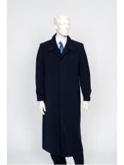 Mens Floor Length Coat Navy Coat - AlbertoNardoniStore