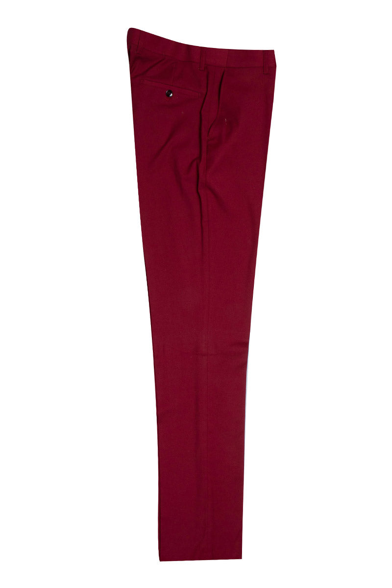 "Mens Stacy Adams Suit - Stacy Adams Suit Men's Vested Suit - Cherry Red with One Button Peak Lapel"