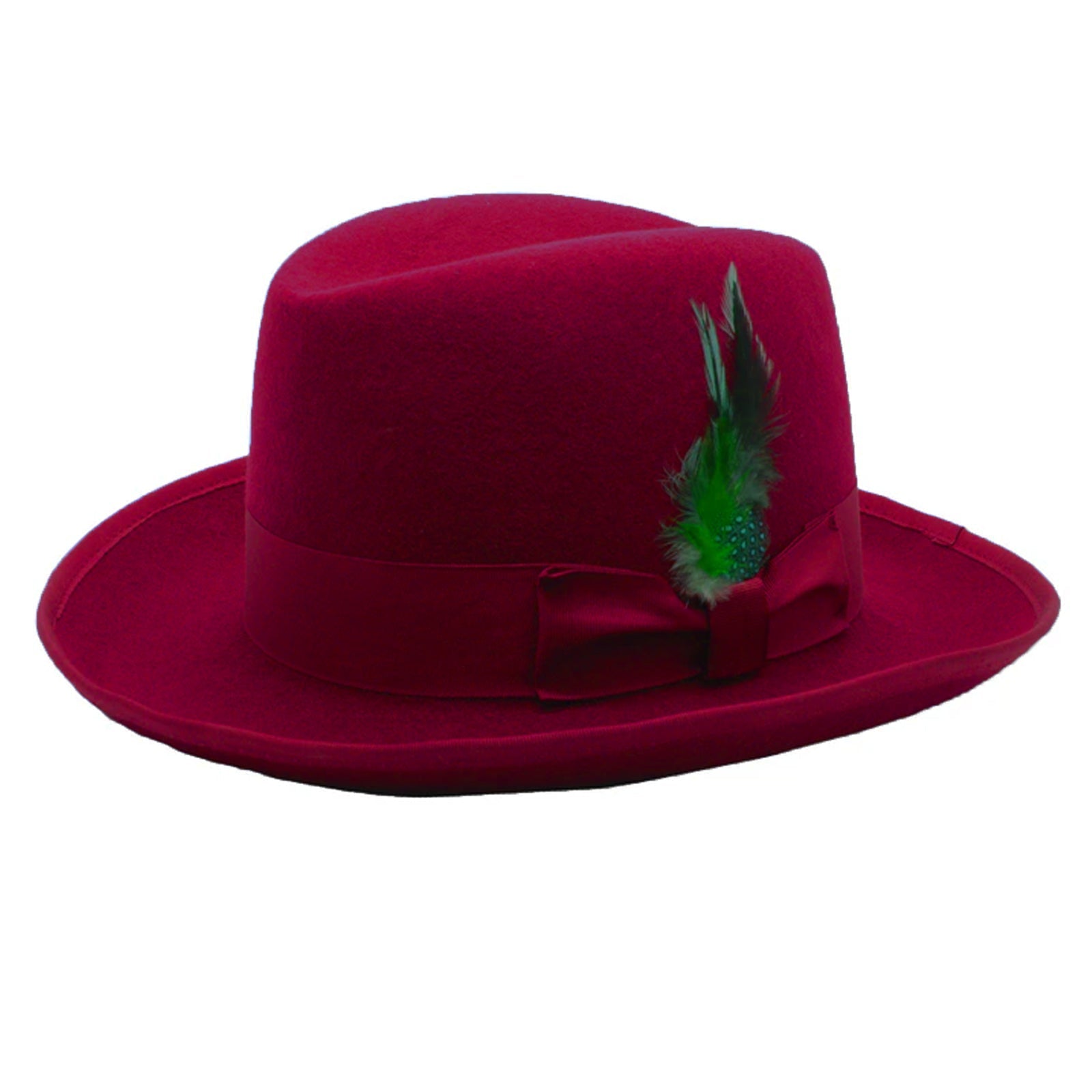 Mens Classic Gangster Godfather Wool Dress Hat in Burgundy