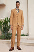 "Mens Stacy Adams Suit - Stacy Adams Men's Windowpane Plaid Suit with Reversible Vest - Orange Rust"