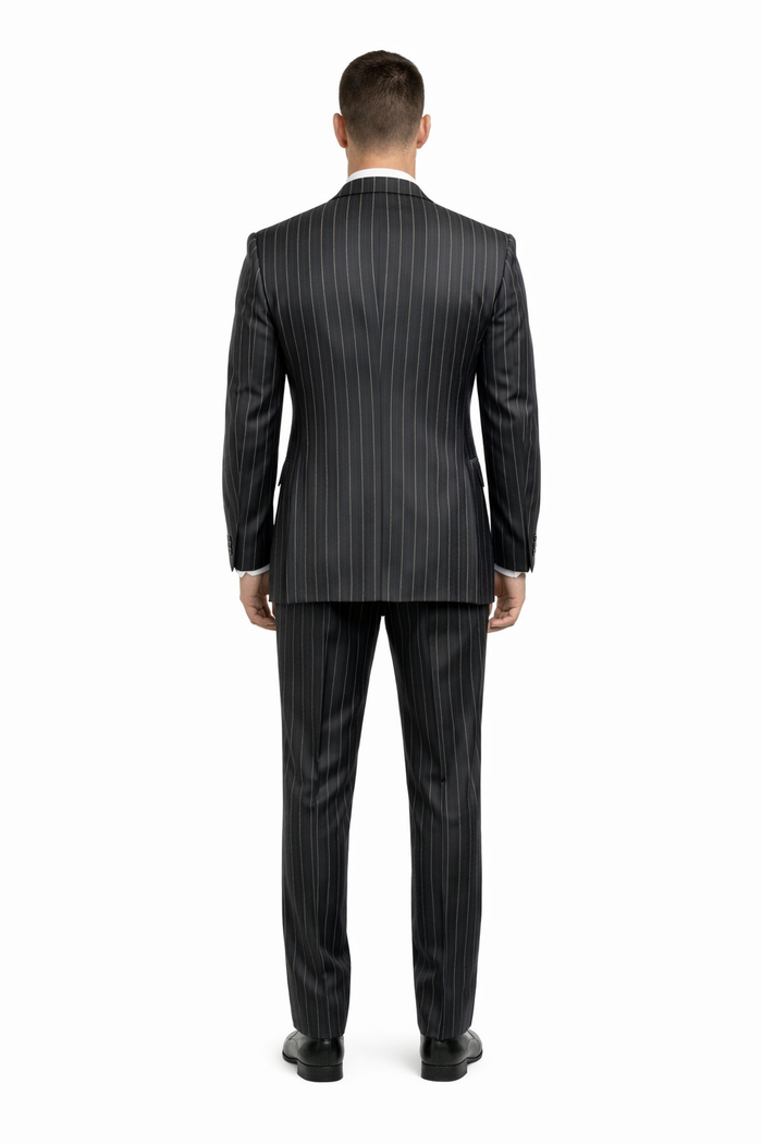 Gangster Suit - Mobster Suit - Mafia Suit For Mens 2 Button Gangster Pinstripe Suit in Black