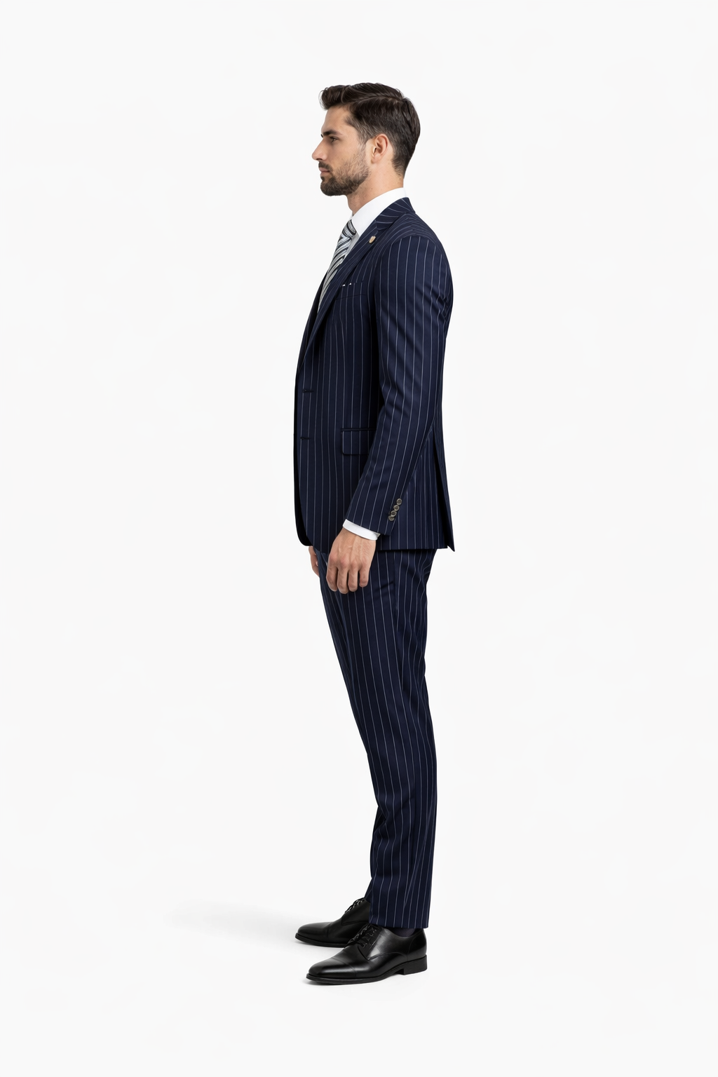 Gangster Suit - Mobster Suit - Mafia Suit For Mens 2 Button Gangster Pinstripe Suit in Navy