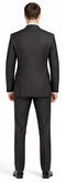 Giorgio Fiorelli suit: Charcoal and light gray, two-button, structured fit with a tailored silhouette. Smooth fabric, likely formal blend. Jacket: sleek. Trousers: straight-cut, uniform style.
