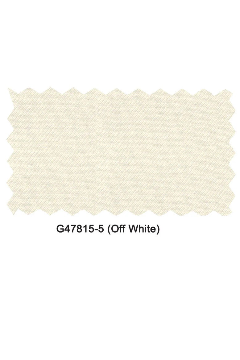 Off-white fabric swatch. The fabric appears to have a textured surface with a subtle woven pattern. It is cut in a zigzag shape along the edges, enhancing its textile characteristics.