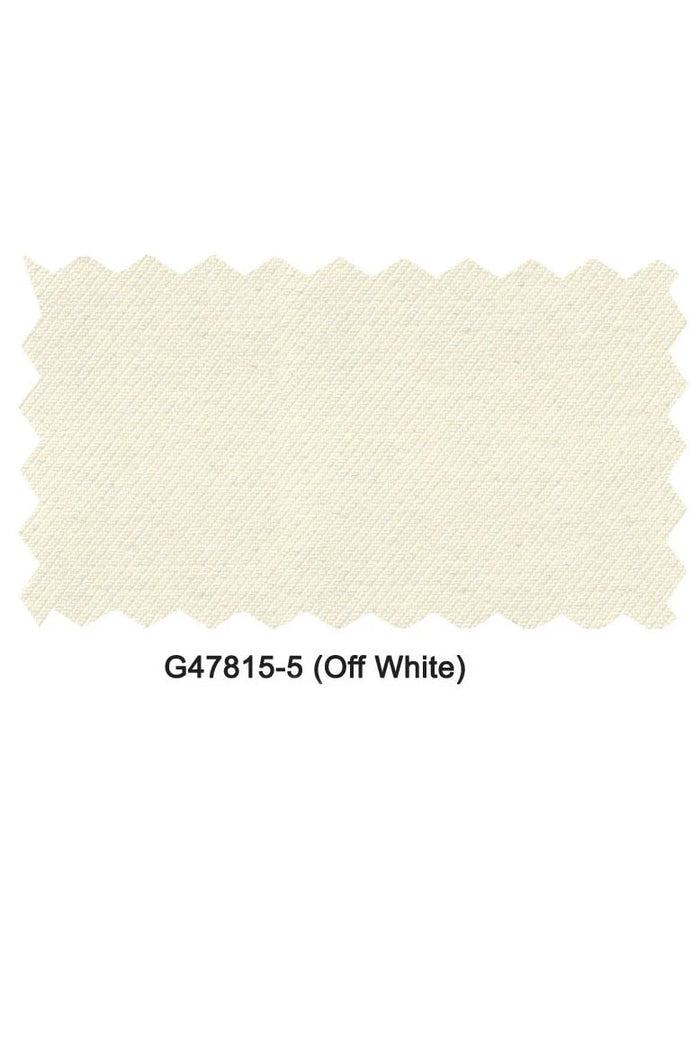 Off-white fabric swatch. The fabric appears to have a textured surface with a subtle woven pattern. It is cut in a zigzag shape along the edges, enhancing its textile characteristics.